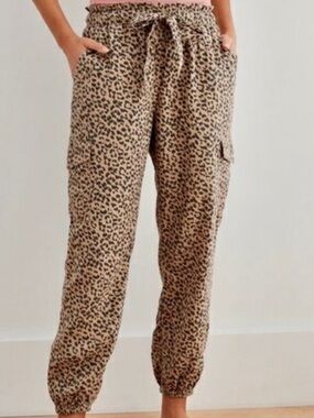 Aerie leopard linen joggers